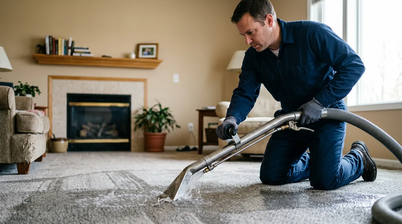 Water damage restoration technician working near Westphalia, IA